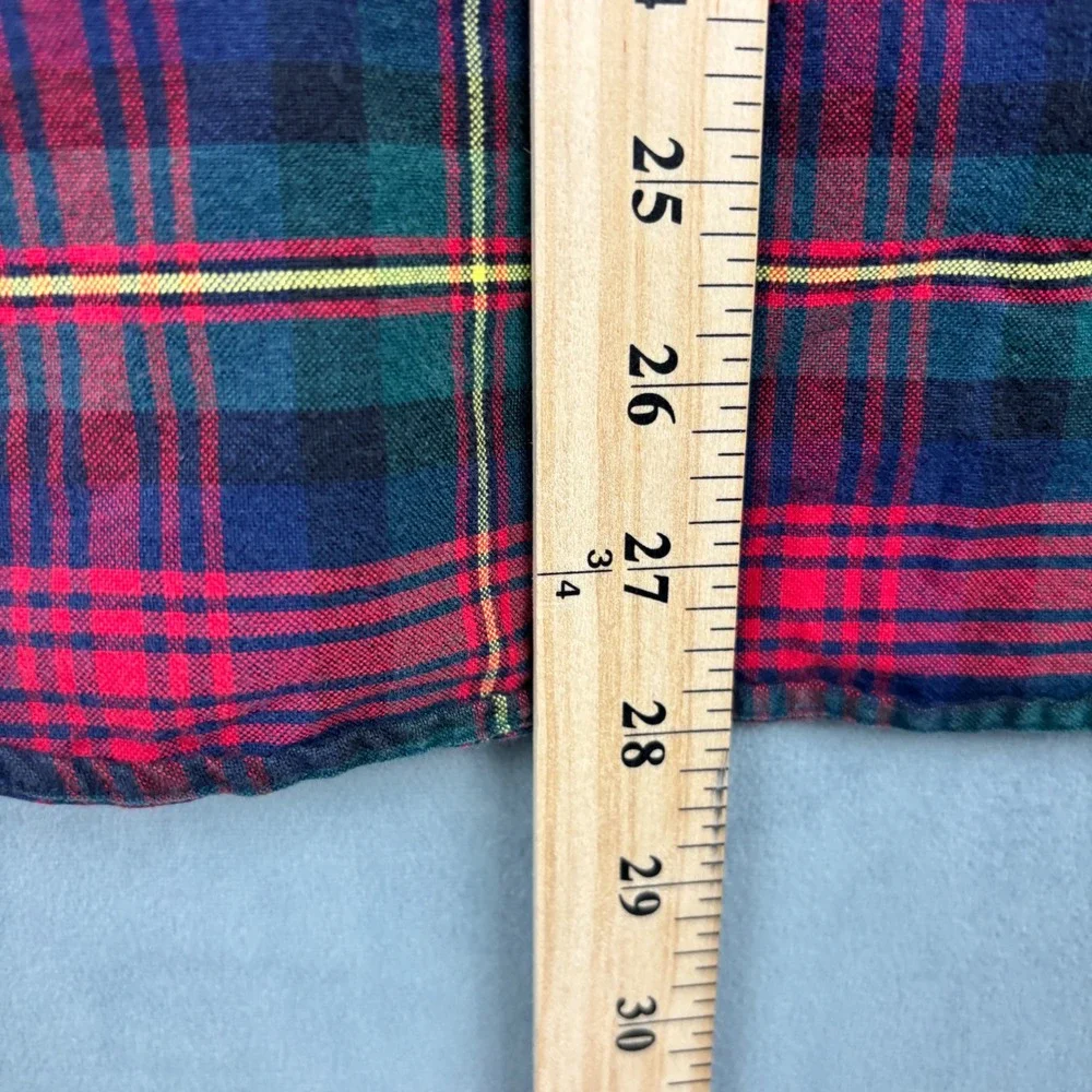 Ralph Lauren Boys XL 18-20 Red Green Plaid Cotton Button Down Shirt Pony Logo